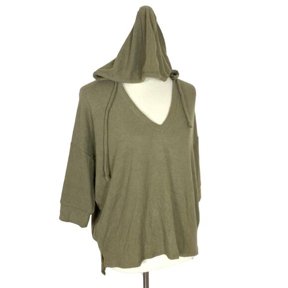 Chaser Hooded Green Knit Top Short Sleeve Small - Picture 5 of 7